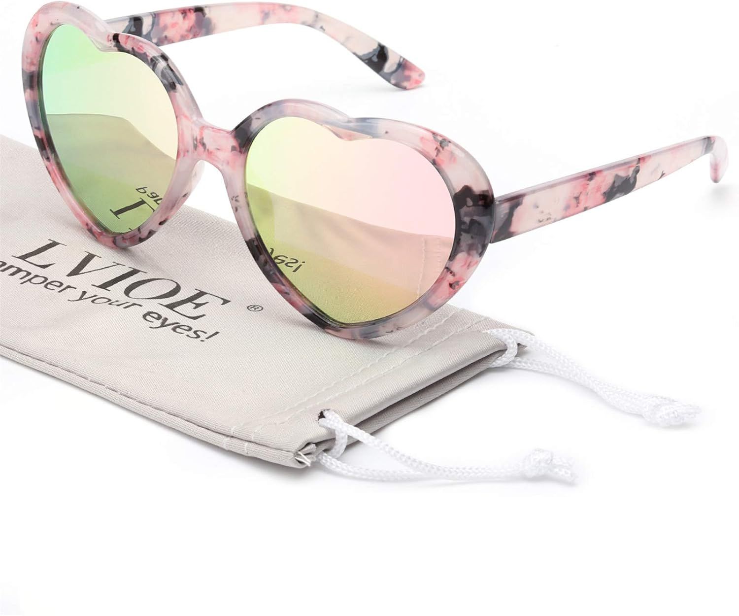 LVIOE Heart Sunglasses for Women, Polarized Heart Shaped Sunglasses with UV Protection Heart Styl... | Amazon (US)
