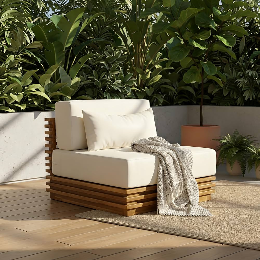 Christopher Knight Home Oversized Outdoor Club Chair with Solid Acacia Wood Frame Natural Finish ... | Amazon (US)