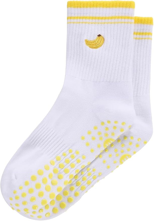 EUDOLAH Cute Yoga Socks for Women Pilates Barre Breathable Non-Slip Crew Grip Sock With Stripes A... | Amazon (US)