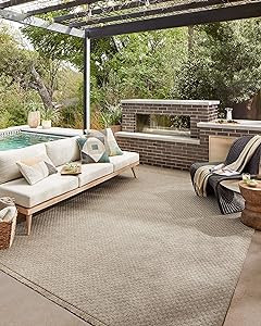 Loloi II Dawn Collection Indoor/Outdoor DAW-02 Tan 5'-1" x 7'-7" Area Rug | Amazon (US)