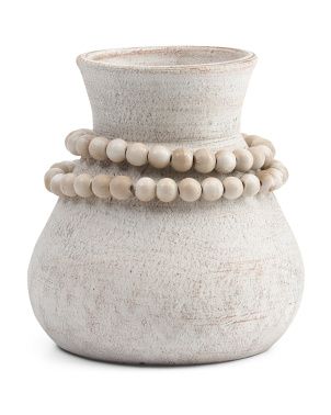 Terracotta Vase With Wooden Beads | TJ Maxx