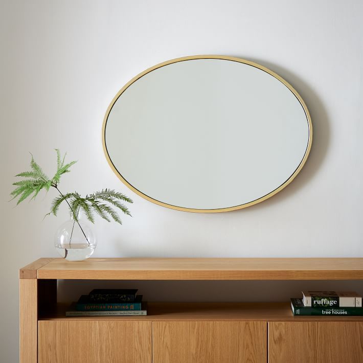 Metal Frame Oval Mirror - 40"W x 30"H | West Elm (US)