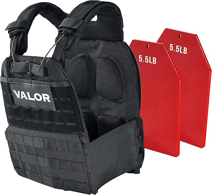 Valor Fitness Weighted Training Vest with Weight Plates - Adjustable Shoulder Pads - 14, 20 or 30... | Amazon (US)