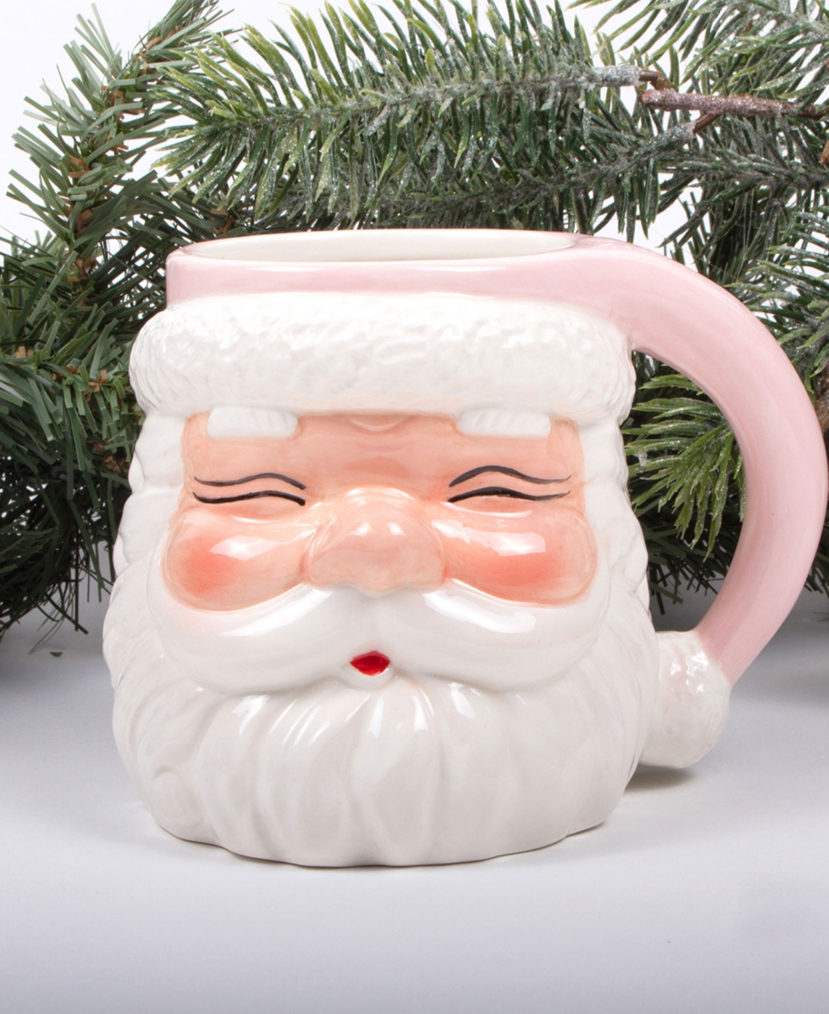8 Oak Lane Santa Ceramic Coffee Mug - Pink | Macy's
