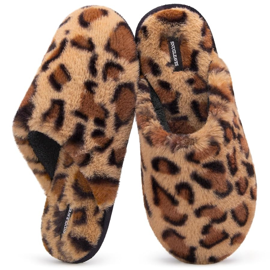 Snug Leaves Women's Fuzzy Memory Foam Indoor House Slippers Faux Fur Lined with Anti-Slip Rubber ... | Amazon (CA)