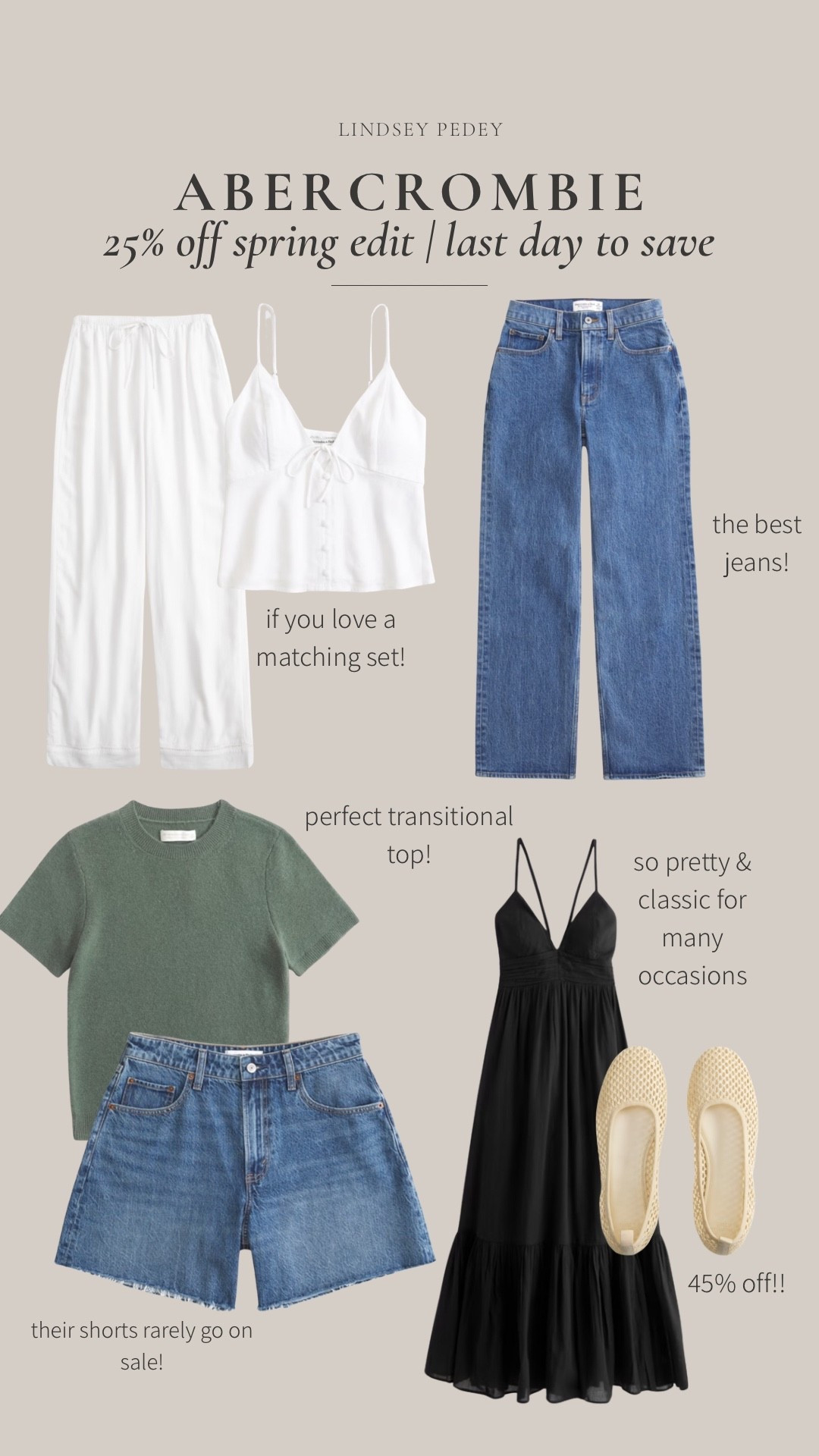 Abercrombie 25% off spring edit and extra 20% off using the app on all these items!

Spring fashion, jeans, denim, matching set, linen, spring sweater, dress, shorts, ballet flats

#LTKSaleAlert #LTKSpringSale #LTKootd