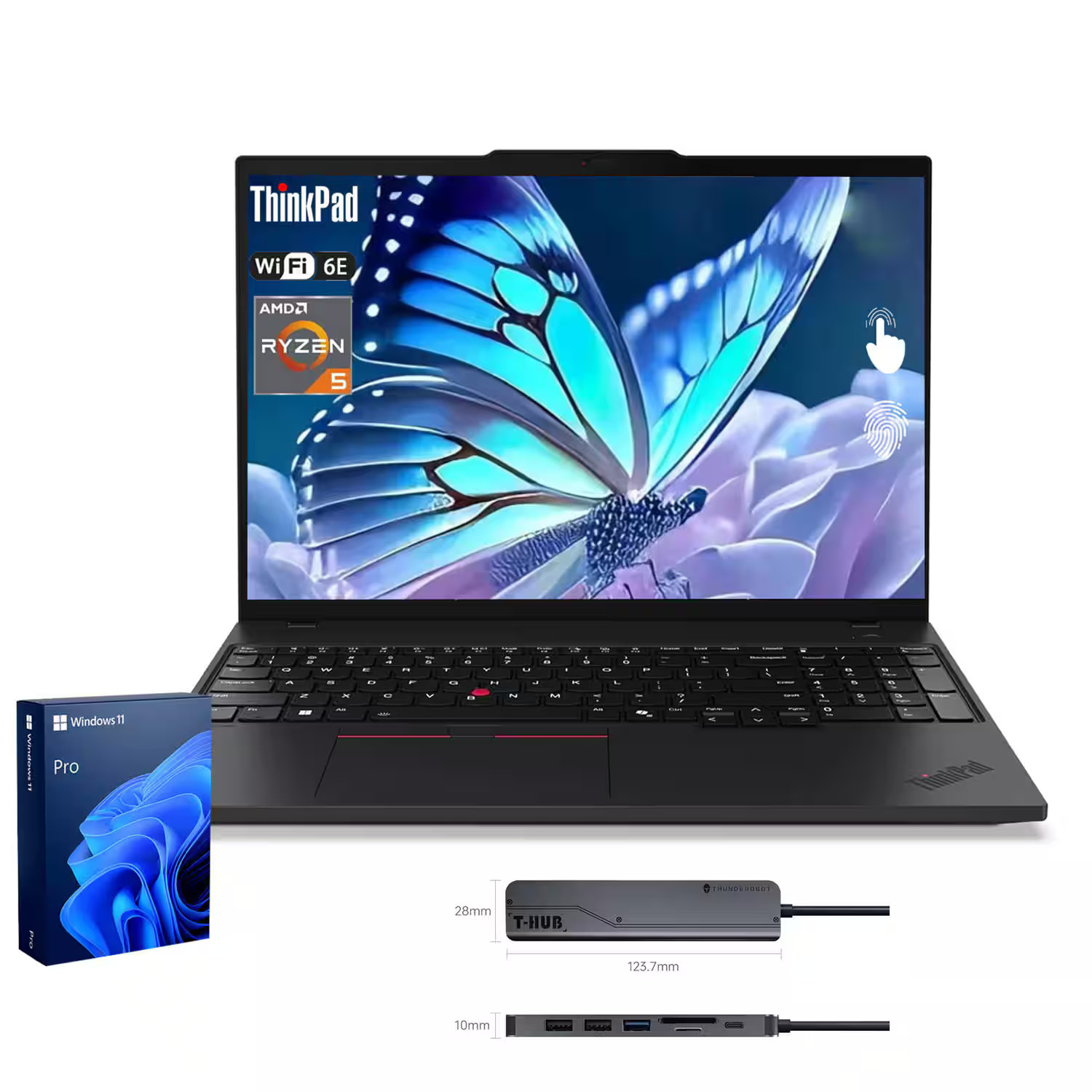 Lenovo - E16 ThinkPad 16"" FHD+ Touchscreen Laptop - AMD Ryzen 5 7535U with 64GB RAM - 1TB SSD - Backlit KB - 7-in-1 USB-C Hub - Black | Best Buy U.S.