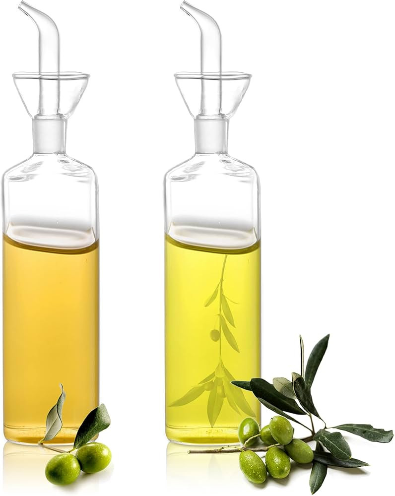 Yesland 2 Pack Olive Oil Bottle - 17 Oz Glass Oil Dispenser Vinegar Cruet - Oil Carafe Decanter w... | Amazon (US)