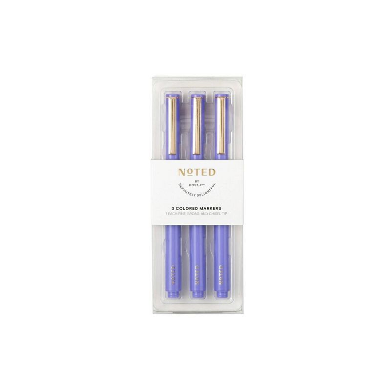 Post-it 3ct Permanent Ink Markers Fine Broad and Chisel Tip  Purple | Target