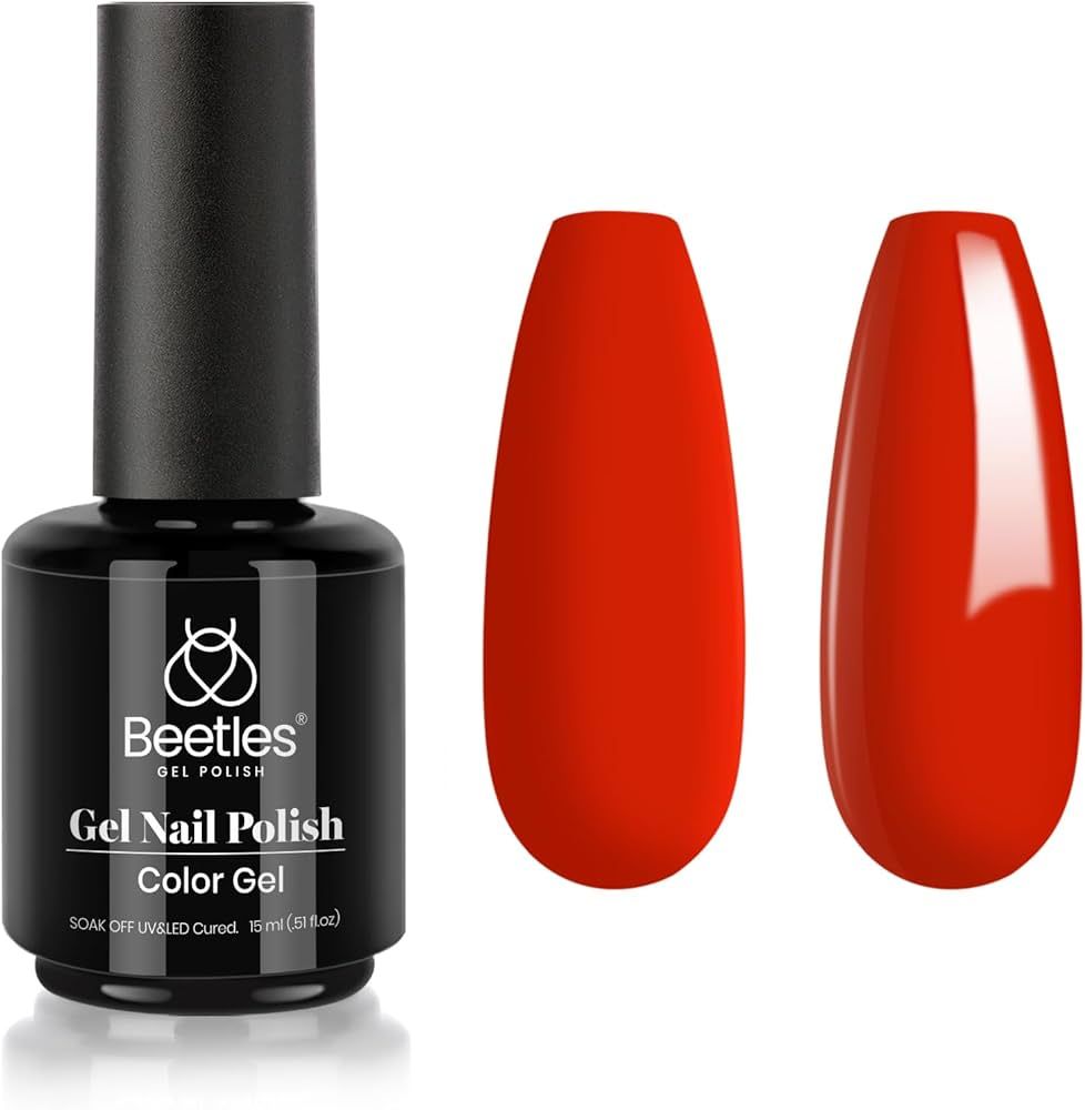 Beetles Gel Nail Polish, 1 Pcs 15ml 0.51 FL.OZ Red Color Soak Off U V LED Gel Polish Nail Art Des... | Amazon (US)