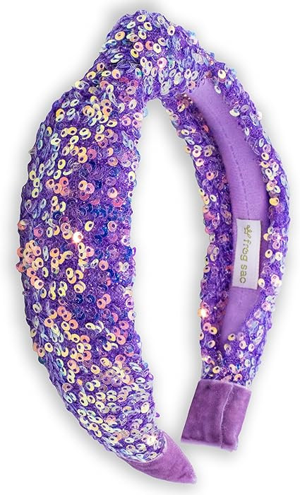 FROG SAC Sequin Knot Headband for Girls, Purple Knotted Hair Bands Accessories for Kids, Sparkly ... | Amazon (US)