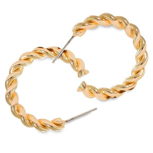 Harper Meyers Polished Gold Twisted Hoop Earrings – Lightweight Braided Hoops for Women – Elegant and Timeless Twisted Rope Earrings – Versatile and Stylish Gift for Any Occasion | Amazon (US)