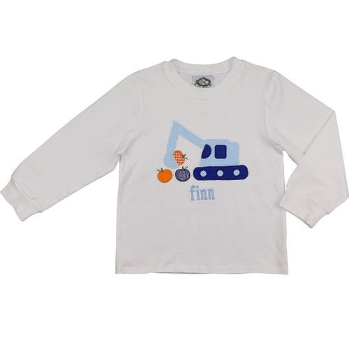 White Knit Pumpkin Excavator Shirt | Cecil and Lou