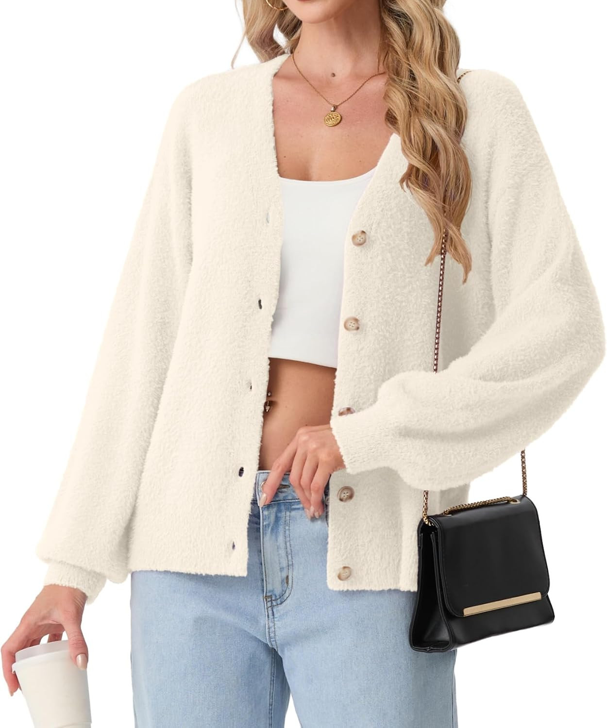 GRECERELLE Fuzzy Knit Cardigan Sweater for Women 2026 Fall Clothes | Amazon (US)