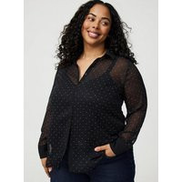 Rhinestone Button-Up Tunic Shirt in Black | Torrid (US & Canada)