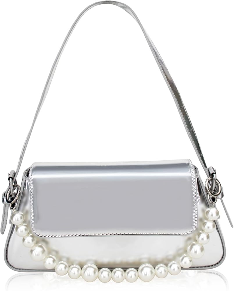 Evening Y2k Shiny Hobo Purse Women Sparkly Silver Purse Satchel Metallic Tote Handbag Clutch Shou... | Amazon (US)