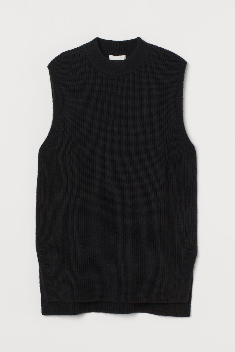 H & M - Rib-knit Sweater Vest - Black | H&M (US + CA)