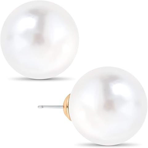 18K Gold Plated 925 Sterling Silver Shell Pearl Stud Earrings,Hypoallergenic to Sensitive Ears | Amazon (US)