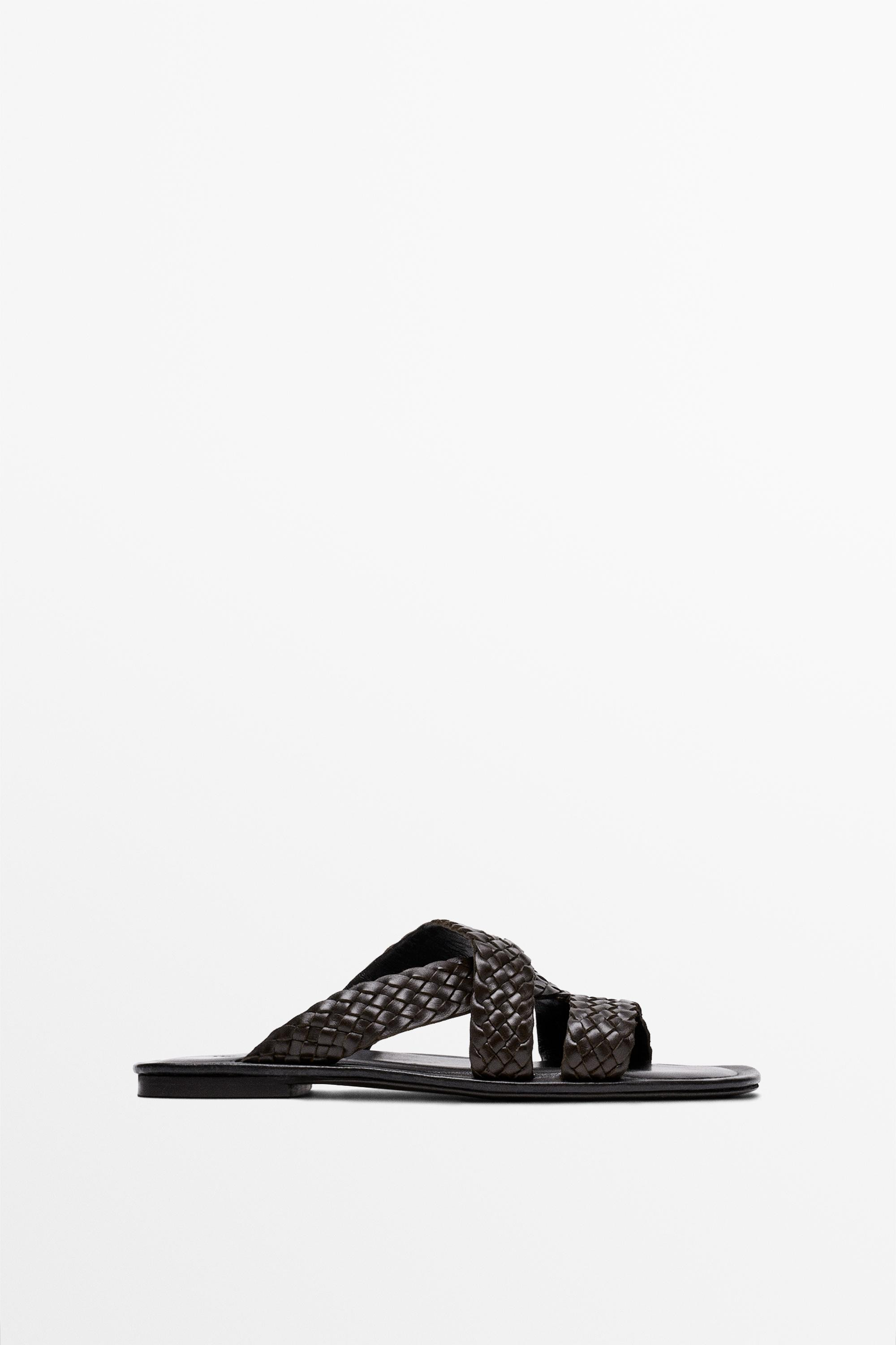 Braided leather sandals | Massimo Dutti UK