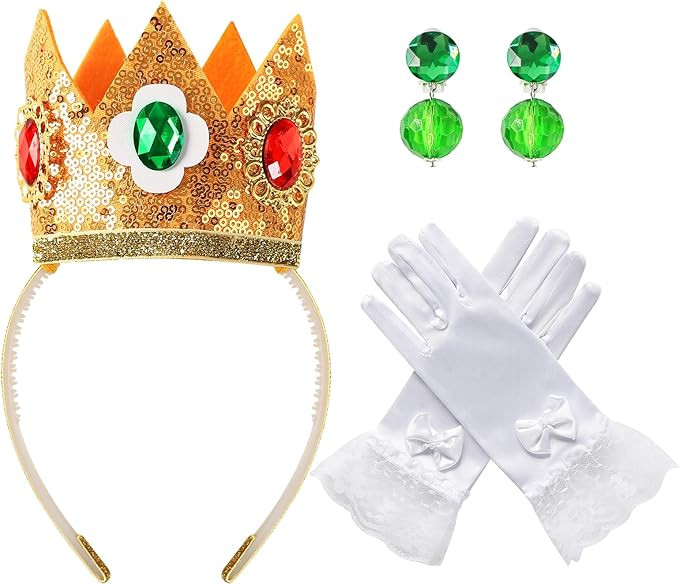 Princess Crown Earrings Gloves Dress Up Halloween Costume Accessories | Amazon (US)