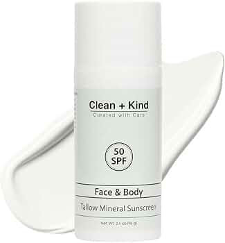 Tallow Sunscreen SPF 50 with Non-Nano Zinc Oxide – Natural Mineral, Reef-Safe & Non-Toxic Sunbl... | Amazon (US)