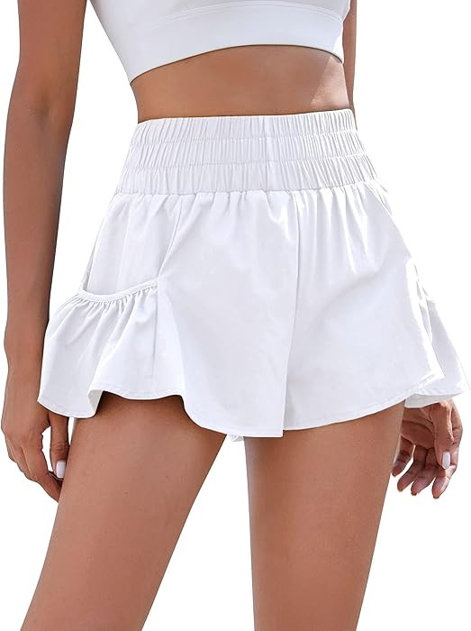 BMJL Womens High Waisted Shorts Athletic Running Shorts Workout Gym Quick Dry Flowy Shorts with P... | Amazon (US)