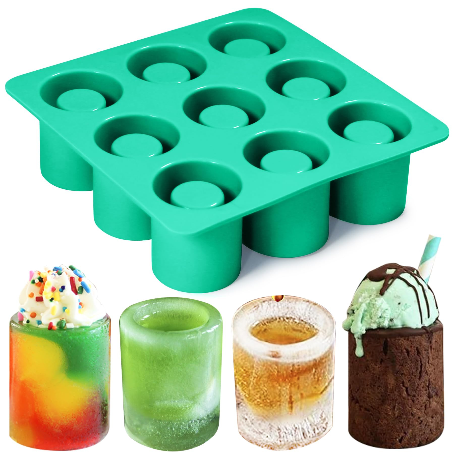 Shot Glass Silicone Molds 9-Cavity Round, Silicone Baking Set For Chocolate, Candy,Ice Cube Trays... | Amazon (US)