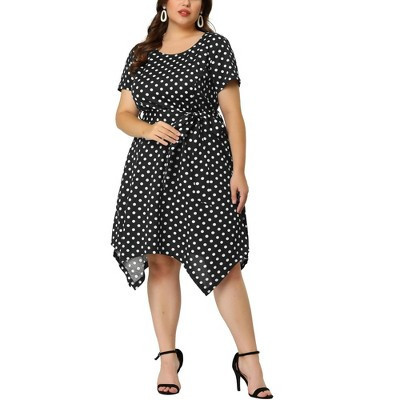 Agnes Orinda Women's Plus Size Polka Dots Wedding Elegant Spring Summer Midi Shirt Dresses Black 4X | Target