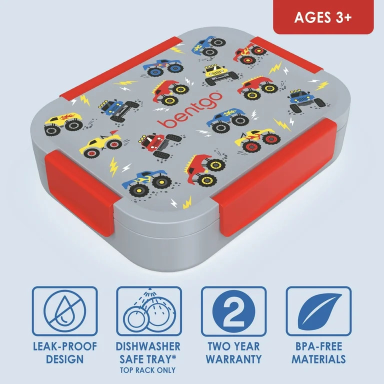 Bentgo Kids Snap & Go Leak-Proof Lunch Box - Trucks, Leak-Proof Bento Lunch Box for Kids, Durable... | Walmart (US)
