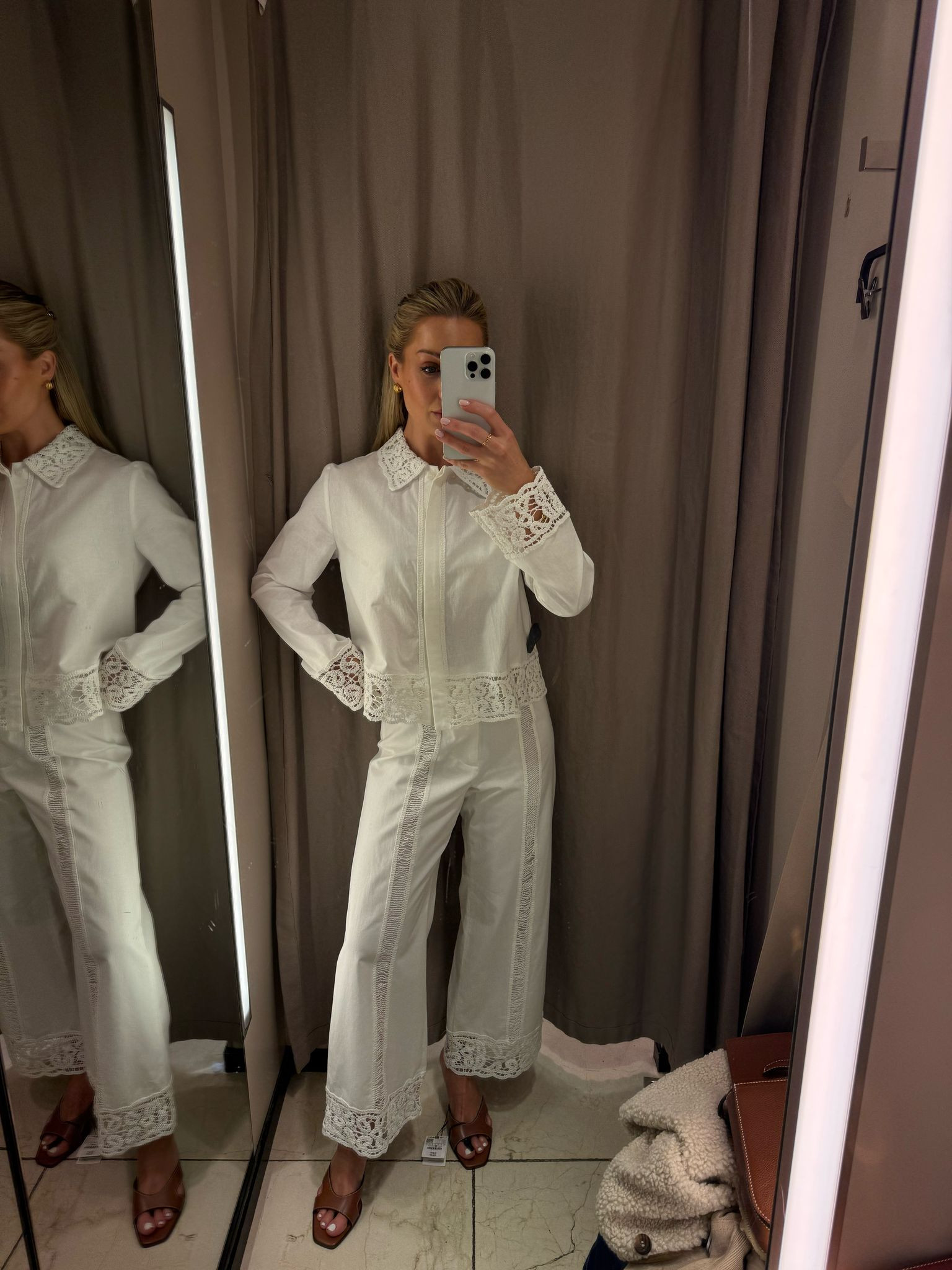Zara white crochet shirt and trousers matching set, spring fashion, all white outfit, transitional outfit idea, coord, easy outfit ideas, two piece set, shirt & trousers, white shirt  

 #LTKuk #LTKspring #LTKstyletip