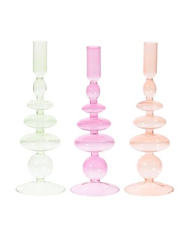 3pc Glass Taper Candle Holders | TJ Maxx