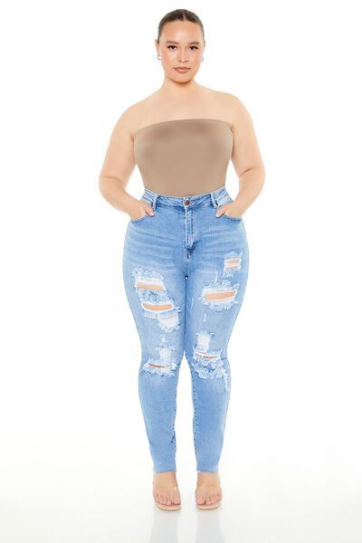 Plus Size Distressed Skinny Jeans | Forever 21