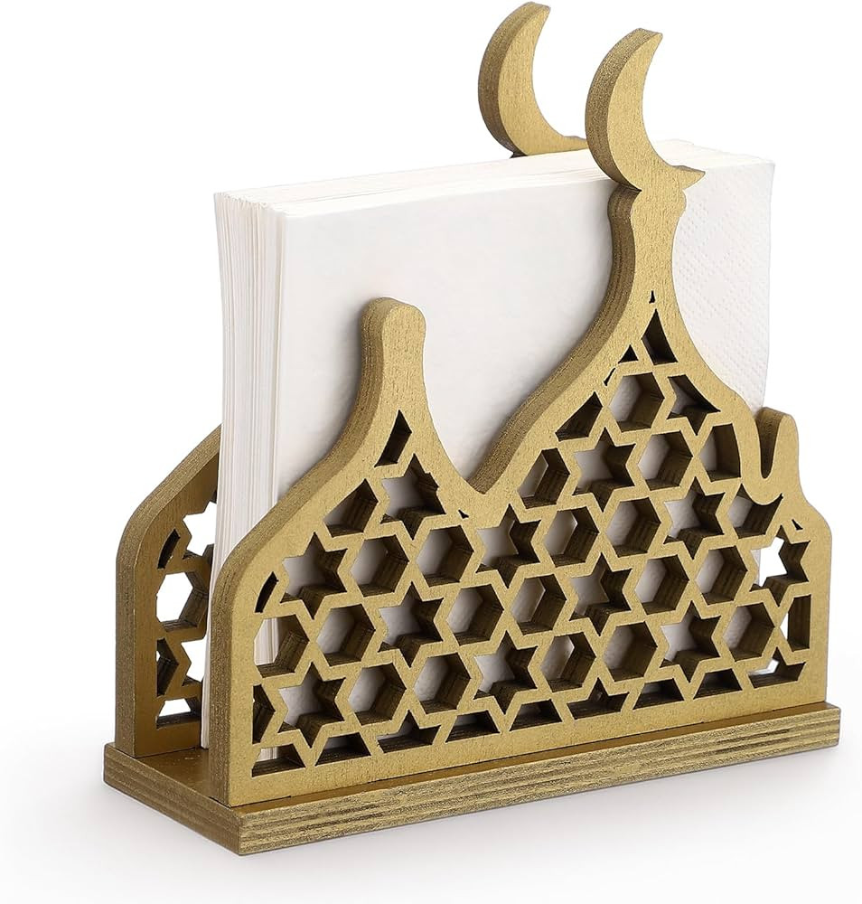 Namalu Eid Gold Napkin Holder for Tables Classical for Islamic Ramadan Holiday Napkin Holder Wood... | Amazon (US)