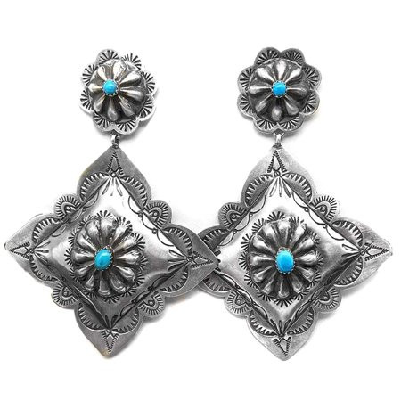 Genuine Sleeping Beauty Turquoise Statement Earrings Artist Signed Oxidized Sterling Silver Authenti | Walmart (US)