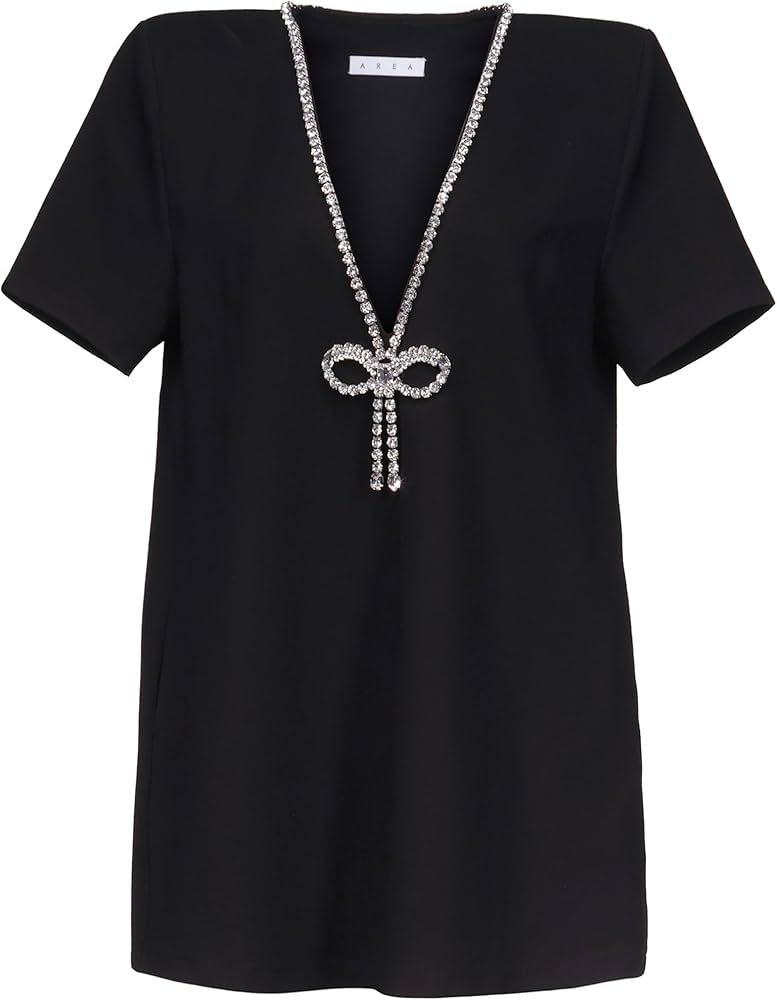 Amazon.com: Crystal Bow V-Neck T-Shirt Dress, M, Black : Luxury Stores | Amazon (US)