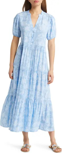 Floral Short Sleeve Tiered Maxi Dress | Nordstrom
