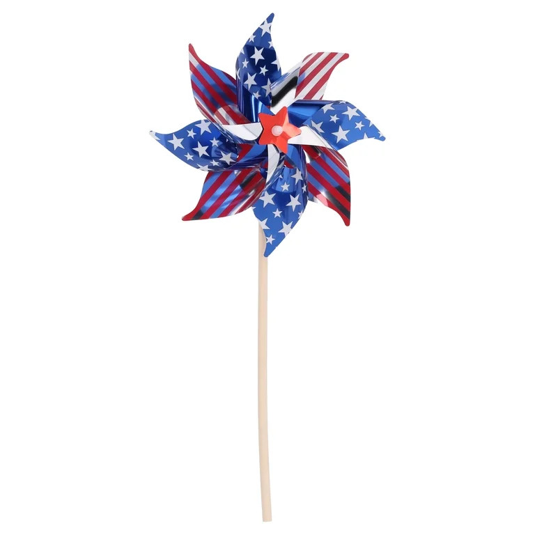 Small Stars and Stripes Pinwheel, Red/White/Blue, 14.5", Patriotic by Way To Celebrate | Walmart (US)