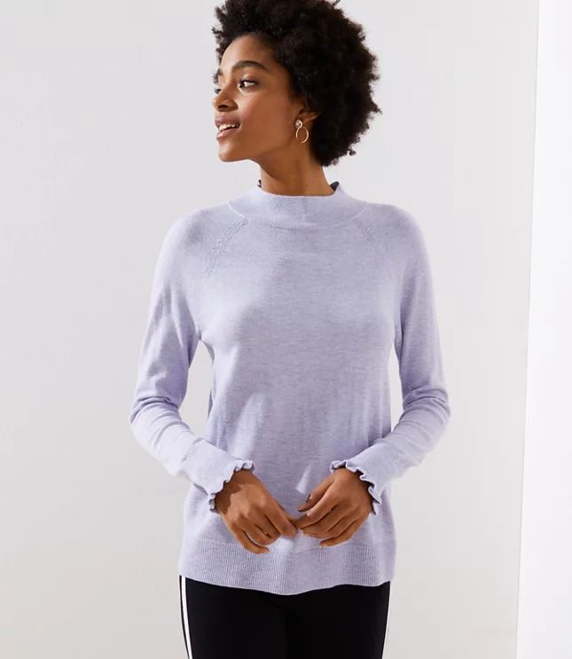 Ruffle Cuff Mock Neck Sweater | LOFT | LOFT