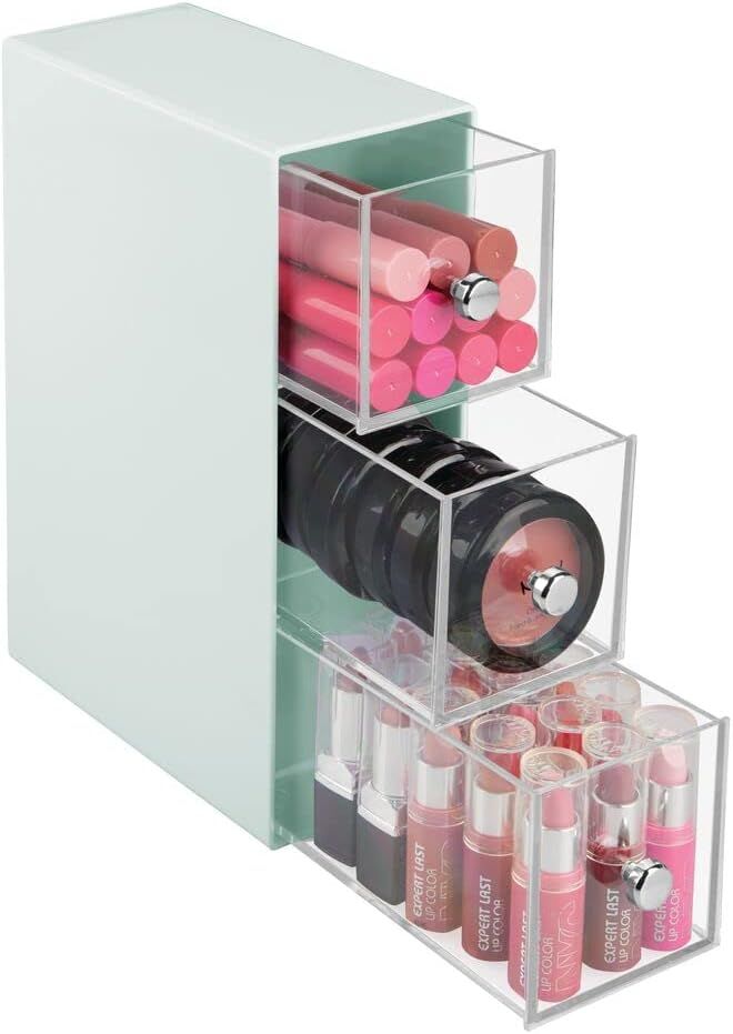 mDesign Plastic 3 Drawer Makeup/Cosmetic Storage Organizer for Bathroom Vanity, Cabinet, Counters... | Amazon (US)