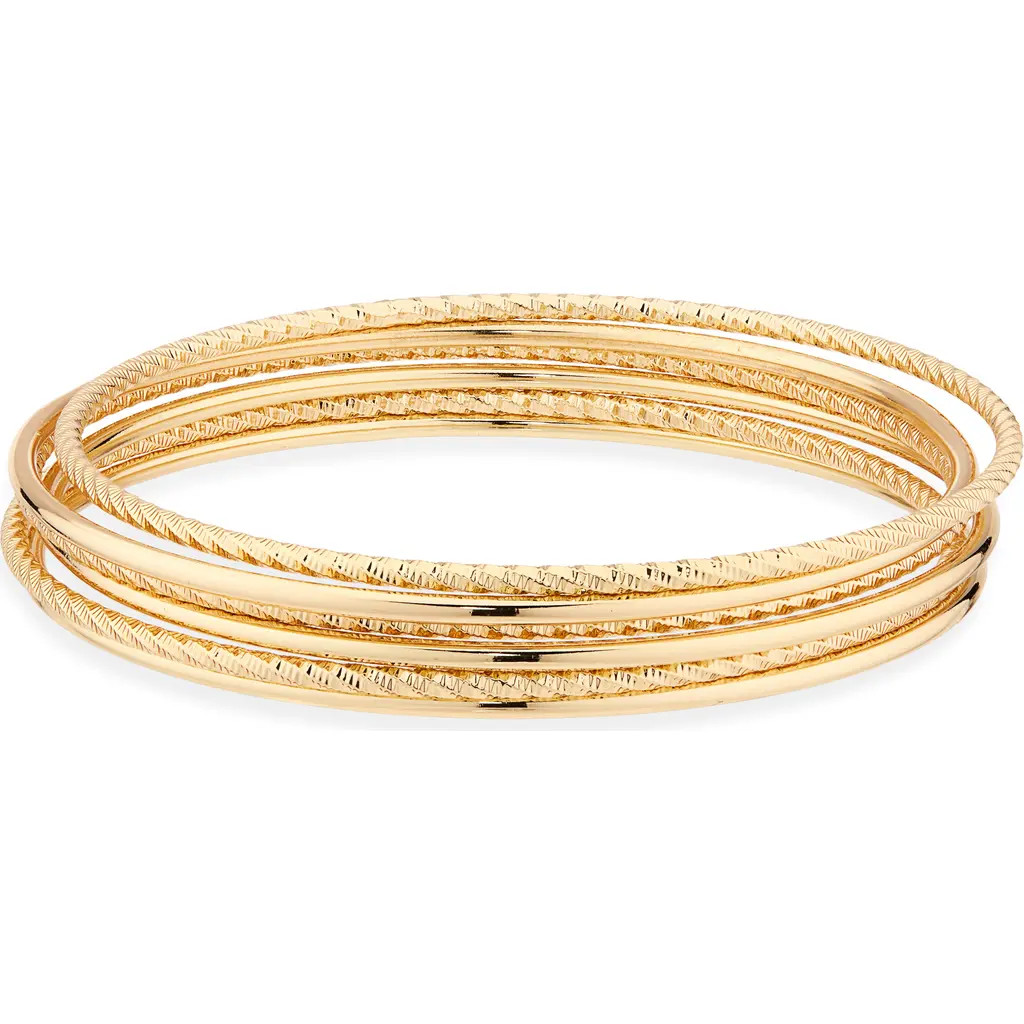 Nordstrom Set of 5 Mixed Texture Bangle Bracelets in Gold at Nordstrom Rack | Nordstrom Rack
