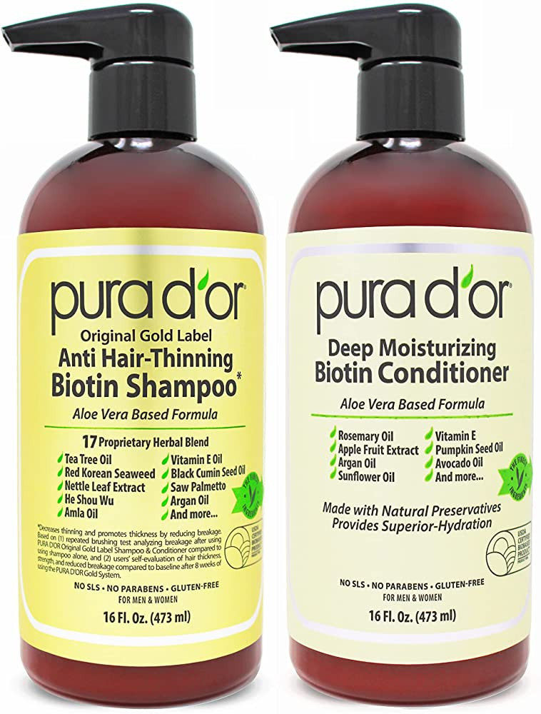 PURA D'OR Anti-Thinning Biotin Shampoo and Conditioner, CLINICALLY TESTED Proven Results, DHT Blo... | Amazon (US)