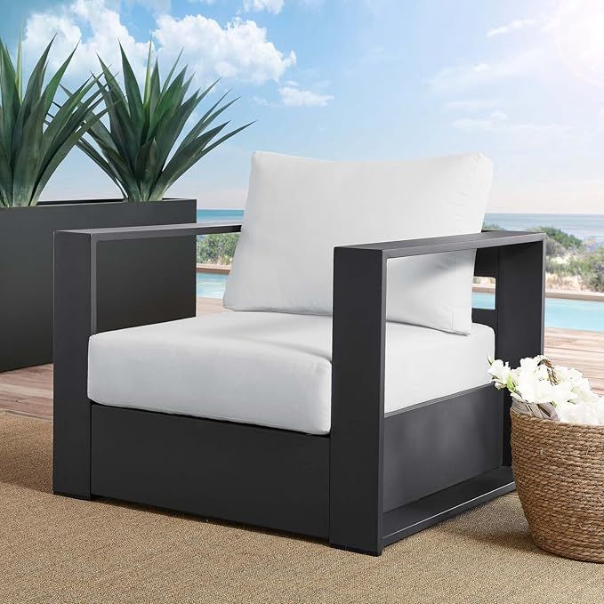 Modway Tahoe Patio Powder-Coated Aluminum Set Outdoor Furniture, Gray White | Amazon (US)