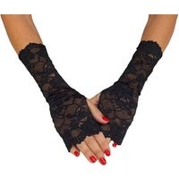 Black Floral Elastic Lace Fingerless Gloves | Etsy (US)