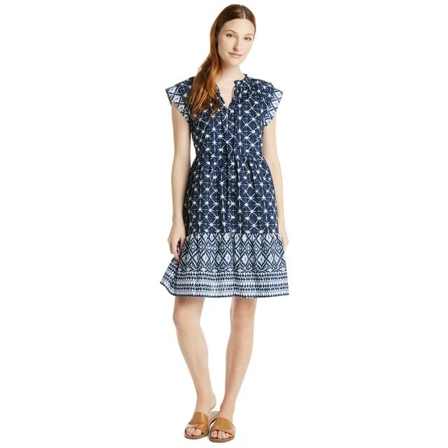 Time and Tru Women's and Women's Plus Mini Dress with Flutter Sleeves, Sizes XS-4X | Walmart (US)