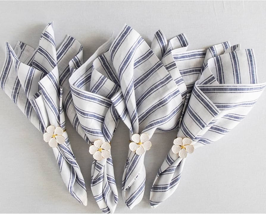 Solino Home Stripe Linen Napkins – 20 x 20 Inch Cloth Dinner, Set of 4 100% Pure Linen Napkins ... | Amazon (US)