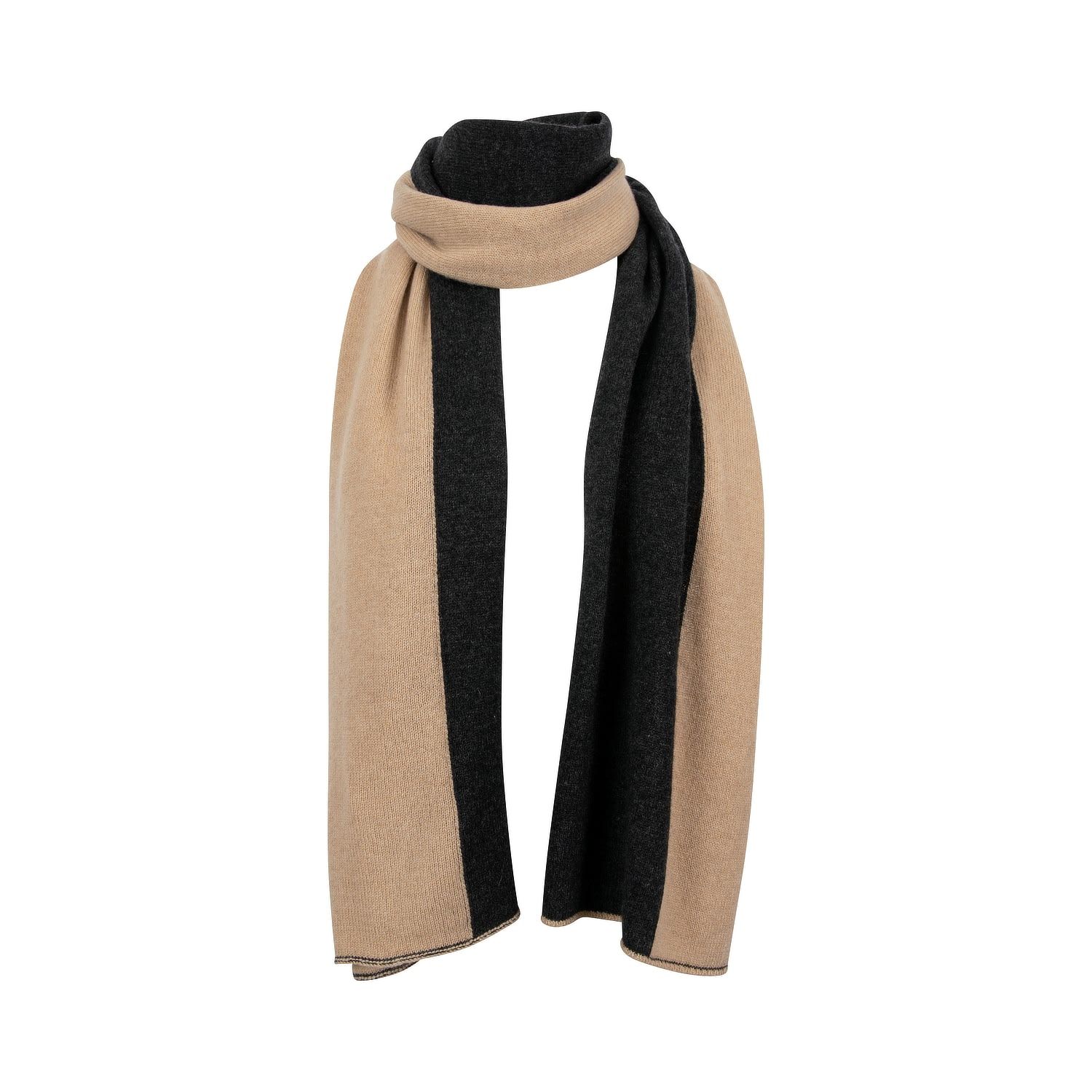 The Bianca Cashmere Shawl In Beige/ Grey | Wolf & Badger (US)