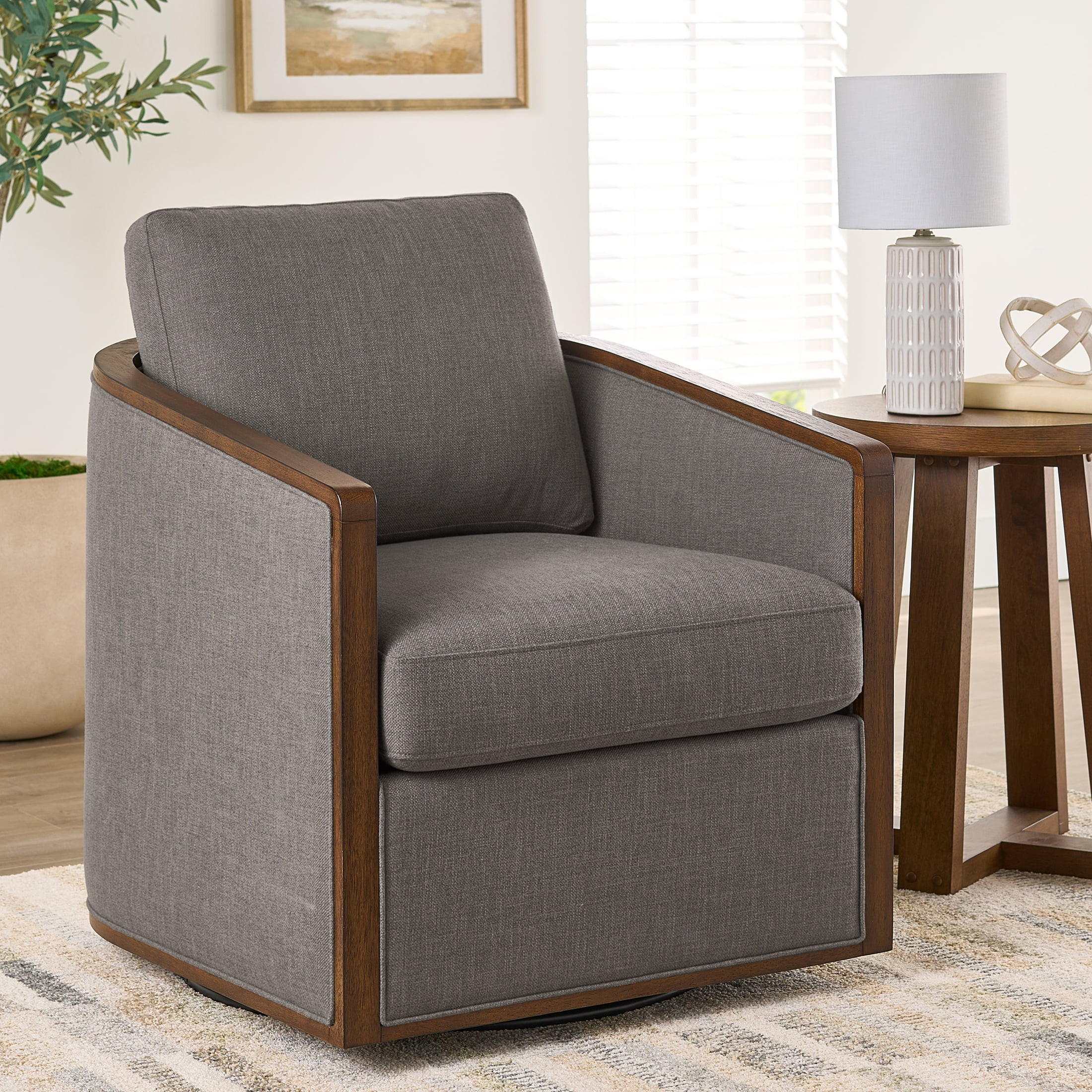 Better Homes & Gardens Windsor Swivel Accent Chair, Gray - Walmart.com | Walmart (US)