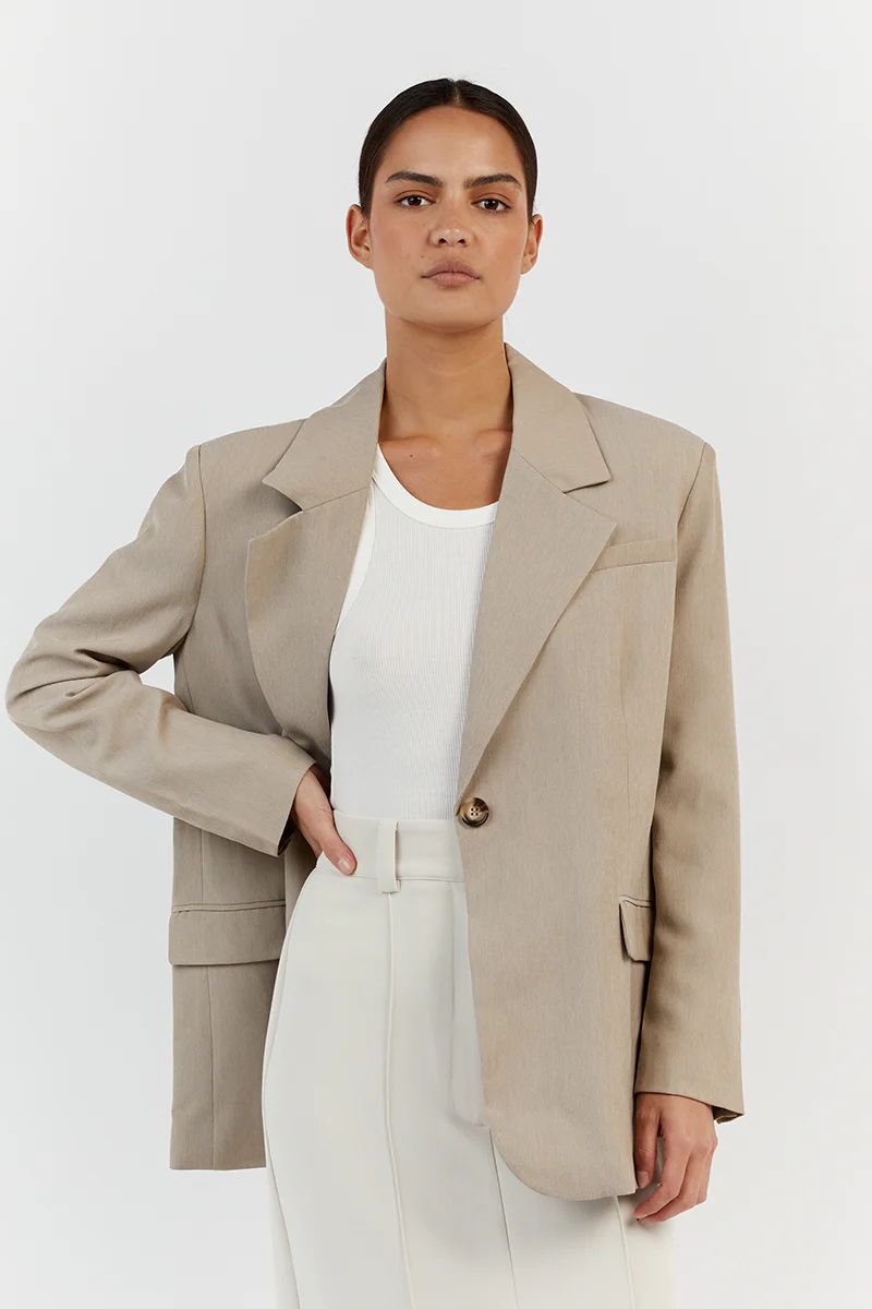 ZANDER OVERSIZED TAUPE BLAZER | DISSH