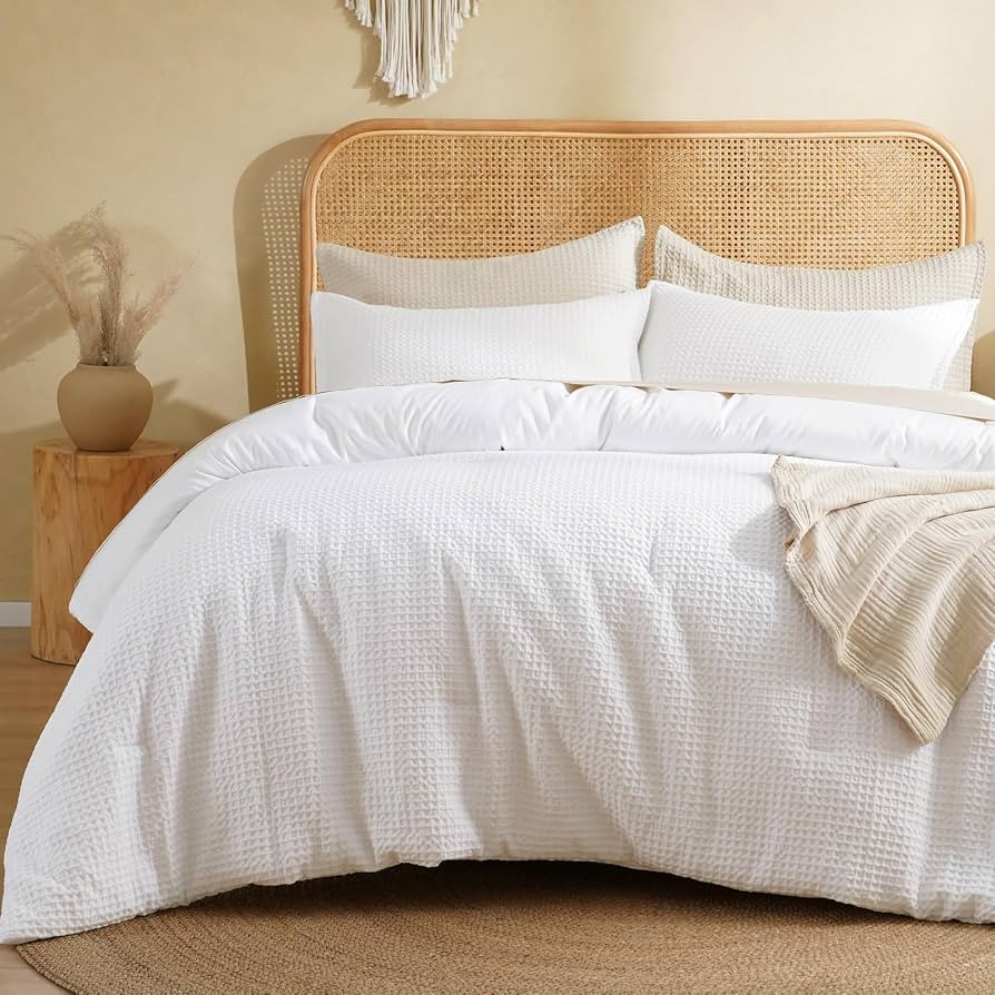 David's Home Waffle Weave Comforter Set 3PCS Queen Size, Soft Breathable Lightweight Warm for All... | Amazon (US)