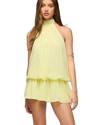 Womens Kortney Chiffon High Neck Mini Dress | Macy's